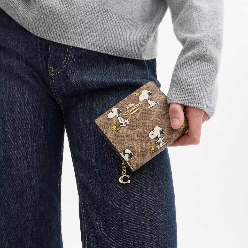 Title: NWT Coach x Peanuts Snap Wallet Signature Canvas with Snoopy Print CBN32