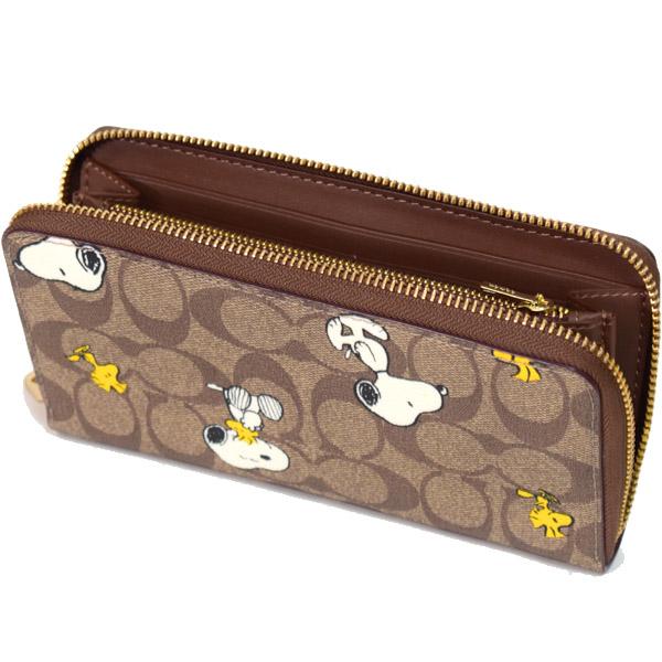 Coach x Peanuts Long Zip Around Wallet Signature Canvas Snoopy & Woodstock CE705 NWT