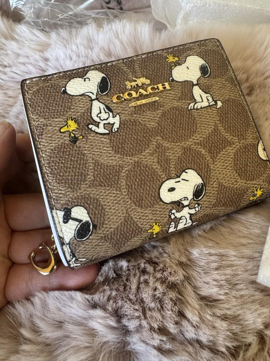 Coach x Peanuts Snap Wallet in Signature Canvas with Snoopy Print CBN32 NWT