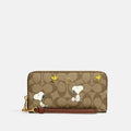 Coach x Peanuts Long Zip Around Wallet Signature Canvas Snoopy & Woodstock CE705 NWT