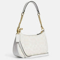 Coach Teri 2Way Shoulder Bag CA548 Signature Canvas White Smooth Leather