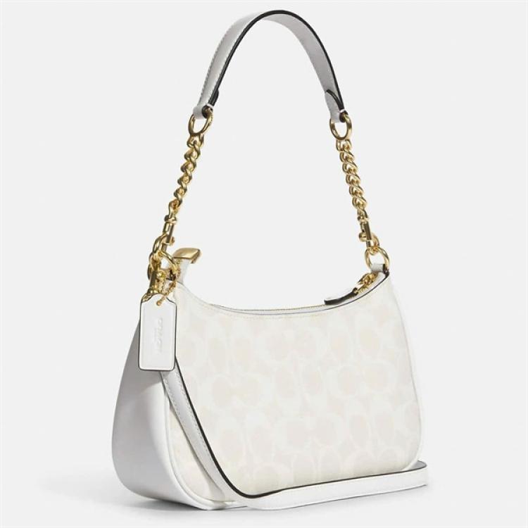 Coach Teri 2Way Shoulder Bag CA548 Signature Canvas White Smooth Leather