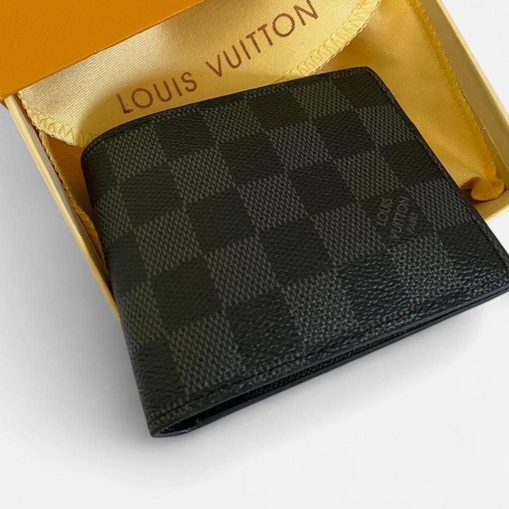 Louis Vuitton Multiple Wallet N62663 Damier Graphite Canvas Men's Bifold Wallet Black/Grey