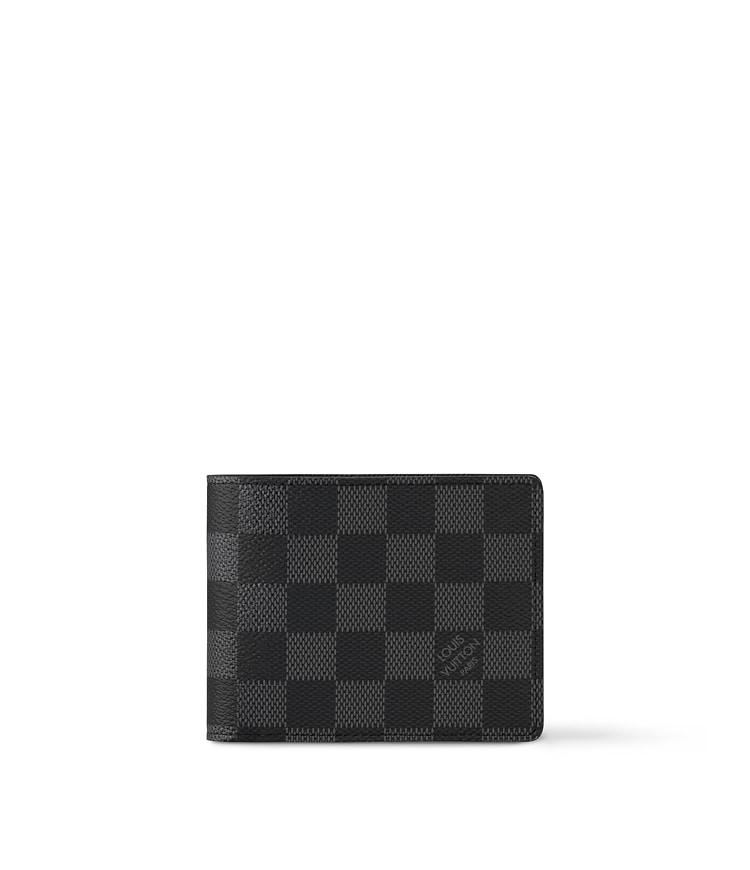 Louis Vuitton Multiple Wallet N62663 Damier Graphite Canvas Men's Bifold Wallet Black/Grey
