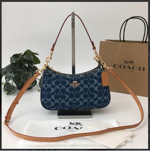 Coach Teri Shoulder Bag in Signature Denim Natural CAF82 NWT
