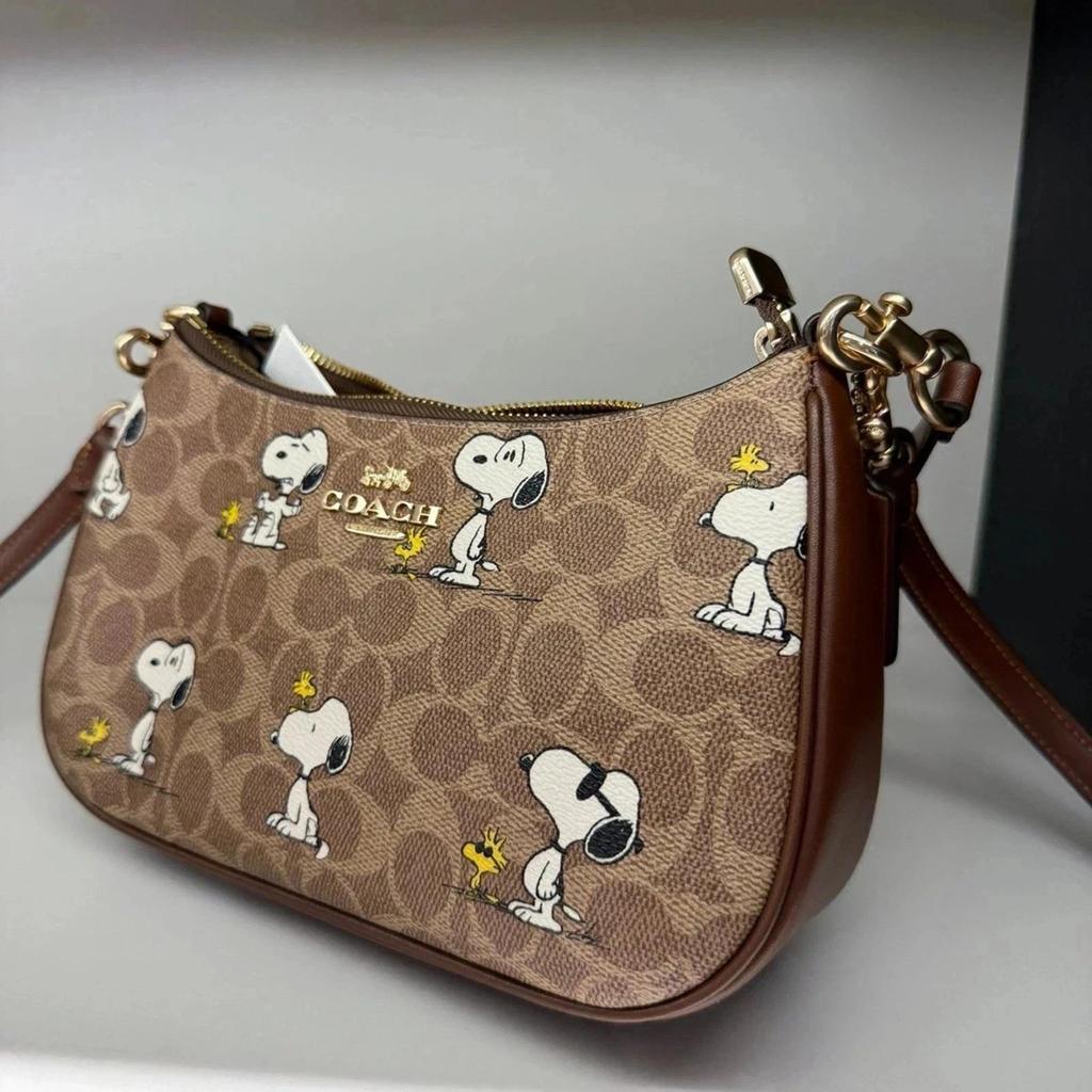 Coach x Peanuts Teri Shoulder Bag in Signature Canvas with Snoopy Print